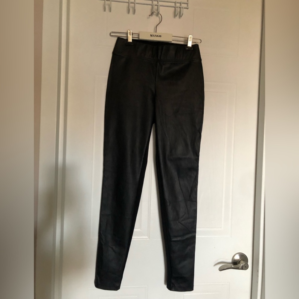 Mango black faux leggings XS